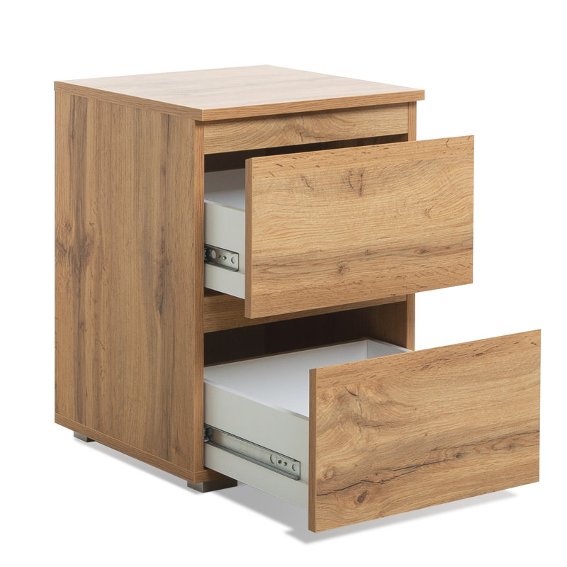 Acord 40cm W Manufactured Wood Bedside Table, Light brown