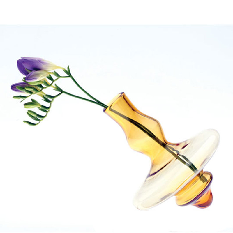 Glass Table Vase, Amber