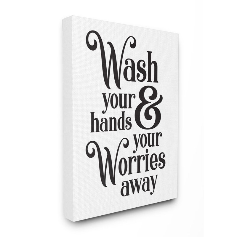 «Wash Your Hands and Worries Bathroom Room Clean» par Ziwei Li - impression d'art graphique, H 48 po x l 36 po, Toile tendue