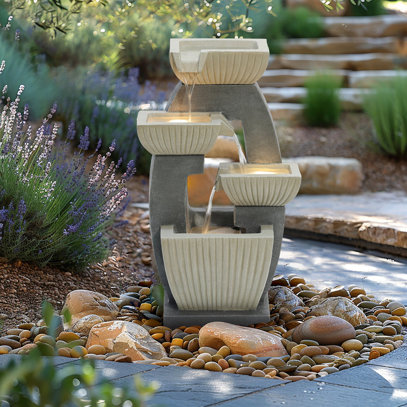 Weather Resistant Floor Fountain with Light