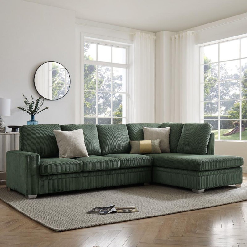 Alcott Corner Sofa, Right Hand Facing, Black Corduroy