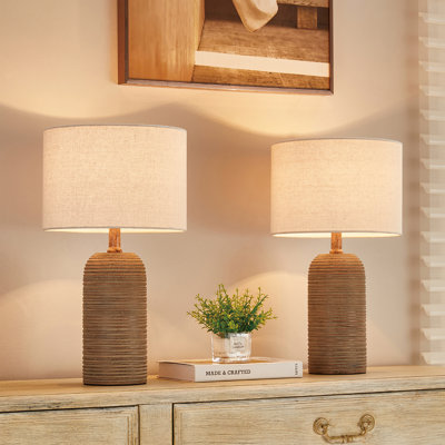Ensemble de lampe de table de ferme 18,5 "avec abat-jour beige