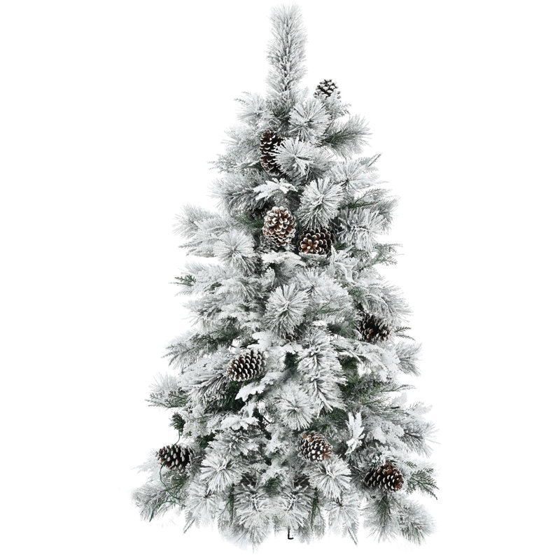 Arbre de Noël de 4 pi avec motif floqué, 170 branches, 120 lumières à DEL, effet de fêtes, cadre, Make Memories This