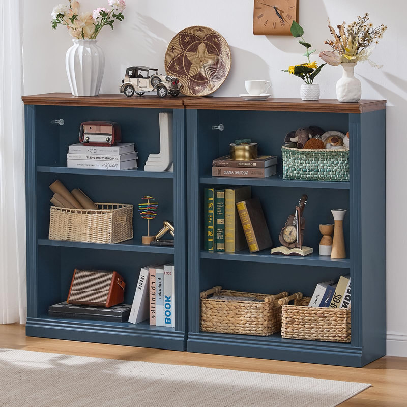 Ensemble de bibliothèque 43 po, Brun/bleu