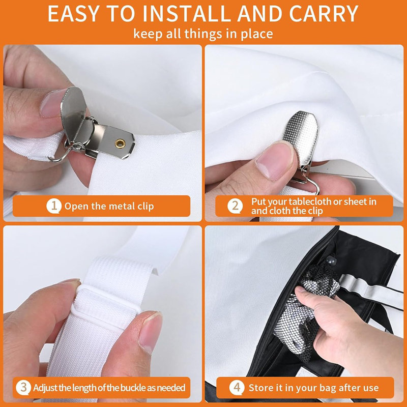 Table Cloth Holder Clips Hidden Straps 5 Pack,Adjustable Elastic...