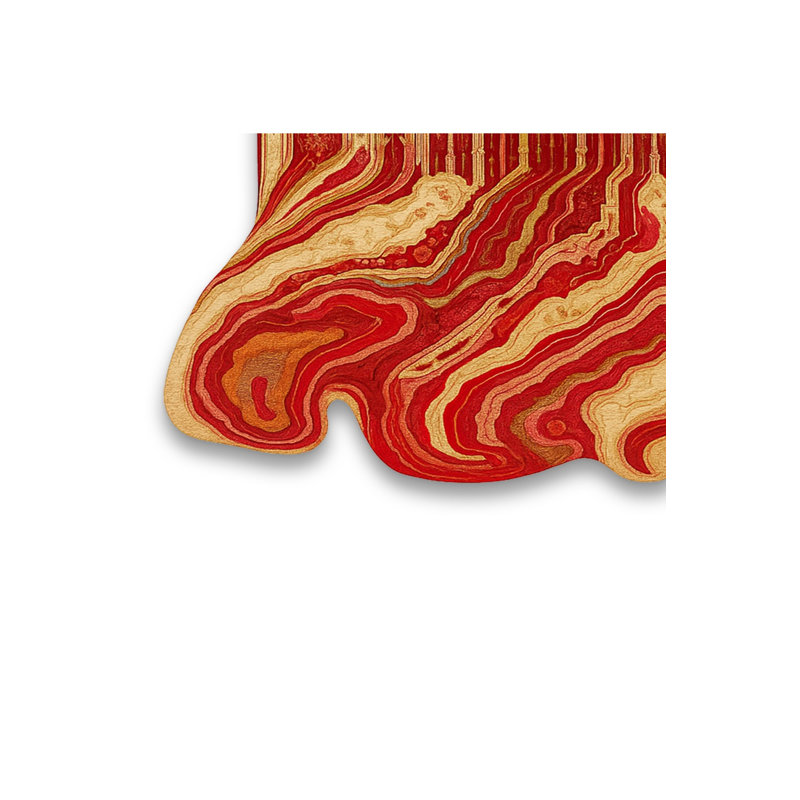 Tapis tissé à motif ondulé rouge Mosso, 2 pi x 2 pi 11 po
