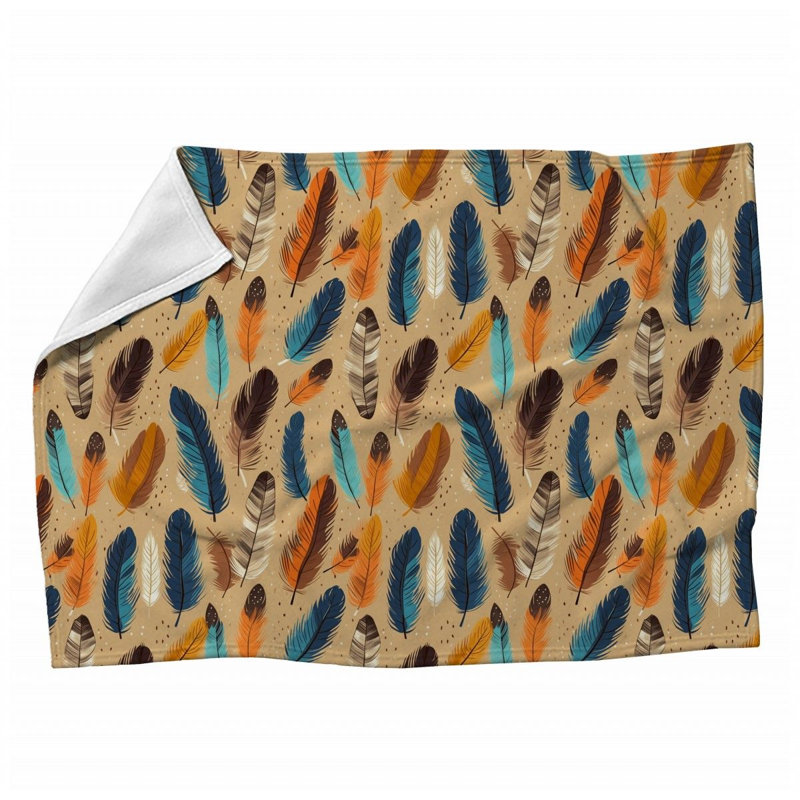 Machine Printed Throw Blanket, 60" L x 50" W, Multicolor Green/Orange, Plaid