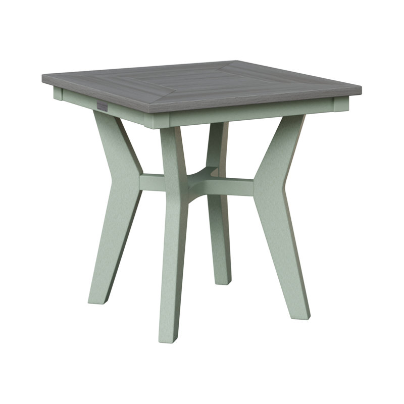 Mayhew Outdoor Square Side Table, Driftwood Gray, Seafoam