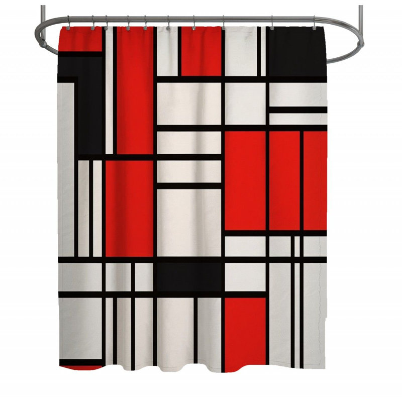Rideau de douche Mondrian - Décoration géométrique de salle de bain, H 83 po x l 70 po