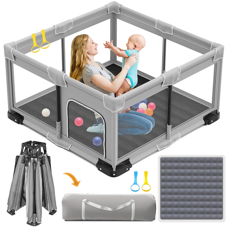 Parc pour bébé avec tapis Intexca - 127 x 127 cm, Gris