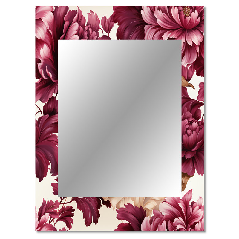 Landrum Regency damassé motif victorien grandiose - miroir mural floral unique, 40 po x 30 po