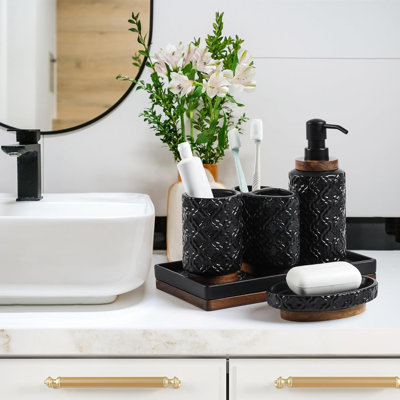 Black Elegant Bathroom Accessories Set 6 PCS