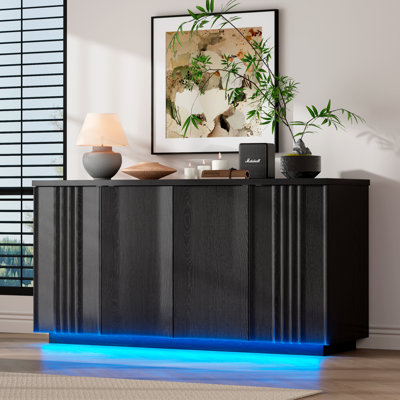 63'' Sideboard Cabinet With Led Lights, Type-c Ports, Usb Ports & Motion Sensor