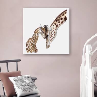 Indigo Safari Giraffe Baby Mother First Kiss Framed On Paper by Ron D\'raine  Print | Wayfair