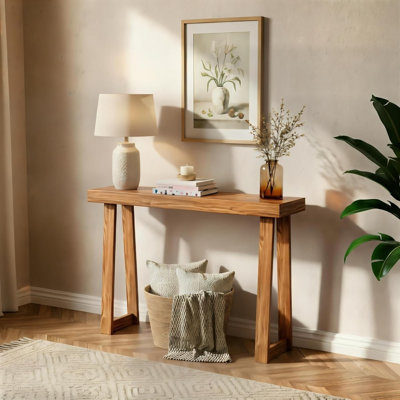 Console classique, canapé d'entrée en bois massif au design traditionnel élégant, finition non toxique, table d'appoint étroite pour salon, chambre à coucher, salle à manger, pacane