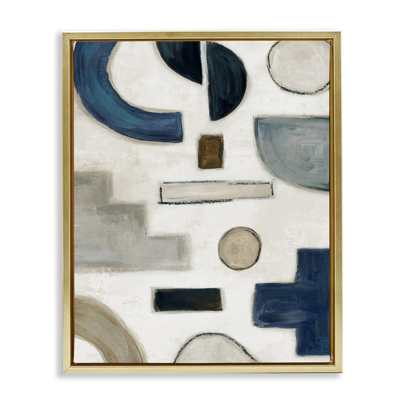  «Neutral Shapes» par Emma Peal, H 21 po x l 17 po, Cadre flottant métallique doré
