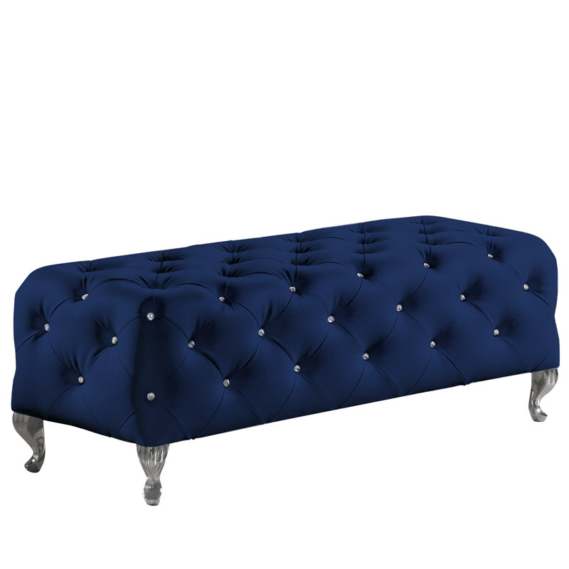 Cronk 130cm Wide Tufted Rectangle Standard Ottoman, Blue