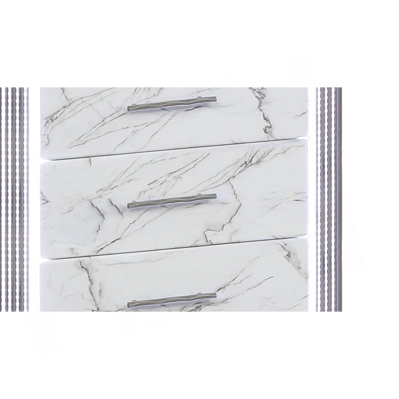 Desire Chest – Marble-Patterned Drawers With LED Side Panels And Metallic Trim For Spacious, Stylish Bedroom Organization