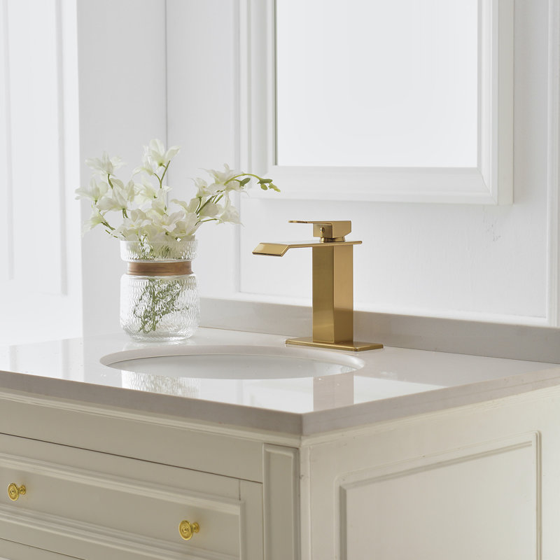 WIZ Waterfall Single Hole Single-Handle Bathroom Faucet, Brushed Gold
