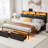 Ivy Bronx Bed Frames With Dustproof Storage Drawer, Ergonomic Hidden Storage Headboard With Charging Station, Upholstered Led Platform Bed, No Box Spring Needed, Easy Assembly-187485670