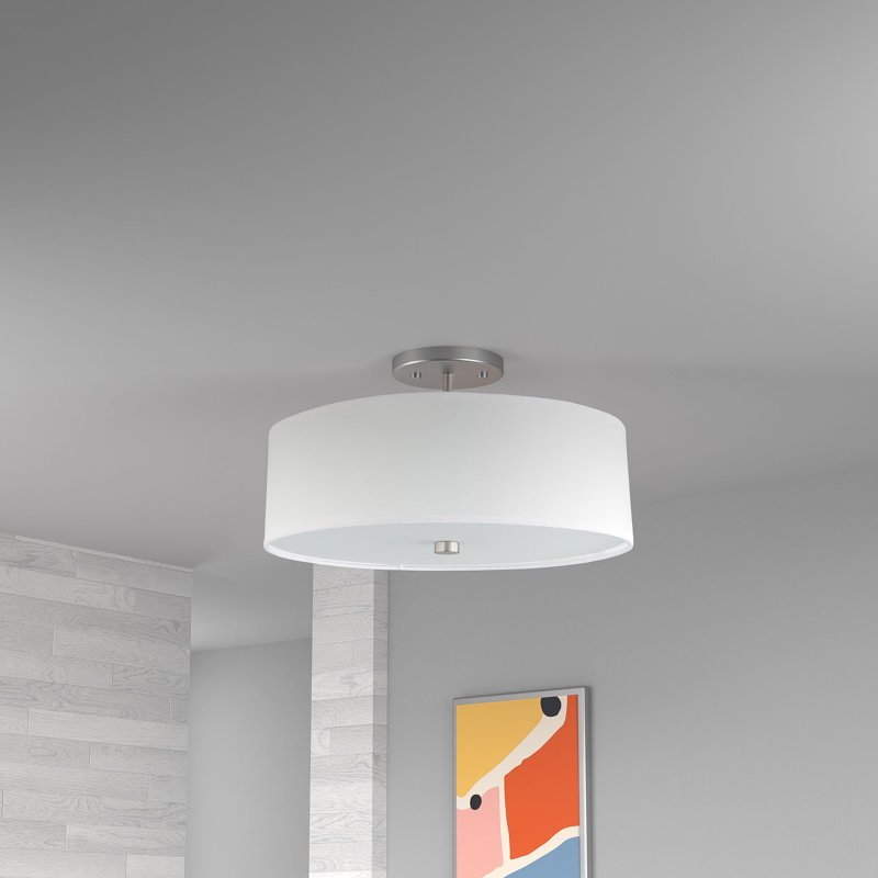 Shriner Fabric Semi Flush Mount, White