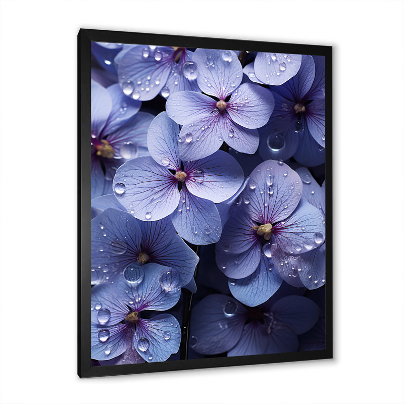 «Violets Rain», reproduction sur toile, H 40 po x l 30 po x P 1,5 po, Cadre simple noir