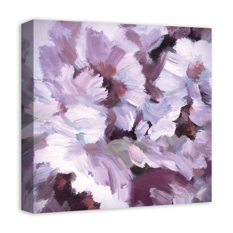 Doux floral abstrait lilas - peinture sur toile tendue, H 16 po x l 16 po