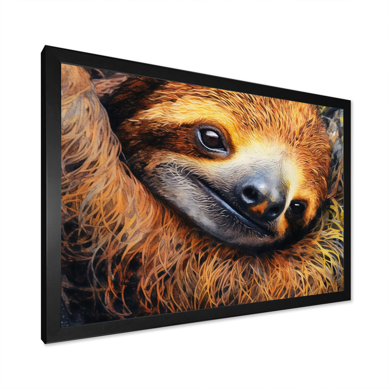 «Tree Dwelling Sloth I», reproduction d'art sur toile, H 24 po x l 32 po x P 1 po, Cadre simple noir
