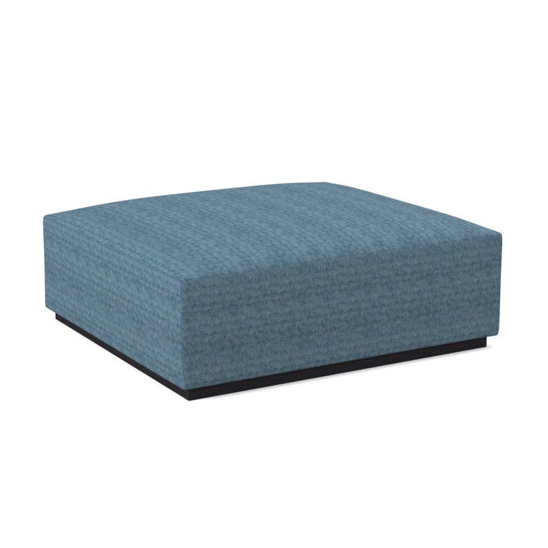 Club Upholstered Ottoman, Vintage Ebony, Edworth Ocean Viscose