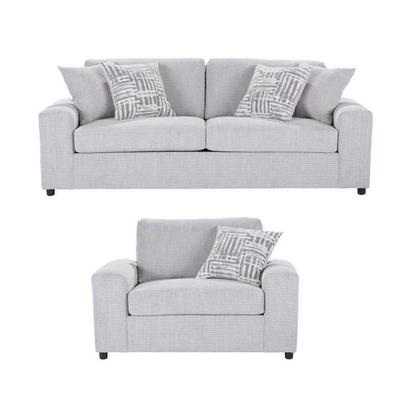 Ensemble de salon, canapé et fauteuil moelleux 2 pièces Cinderford, Beige