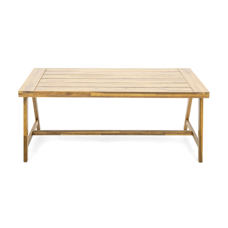 Table de salle à manger en teck en bois d'acacia résistant aux intempéries, idéal pour l'extérieur, le patio, la terrasse, le jardin, la piscine