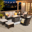 Ensemble de meubles de patio Cracraft avec chaises berçantes pivotantes, pour patio, terrasse, cour arrière et porche