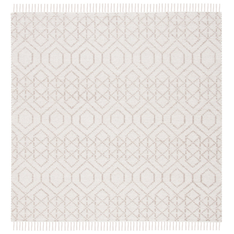 Montauk Hand Loomed Cotton Geometric Rug, Square 6'
