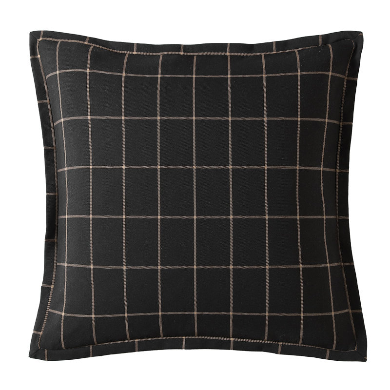 Windowpane Black/Hunter Green/White Polyester Piece Sham, Black
