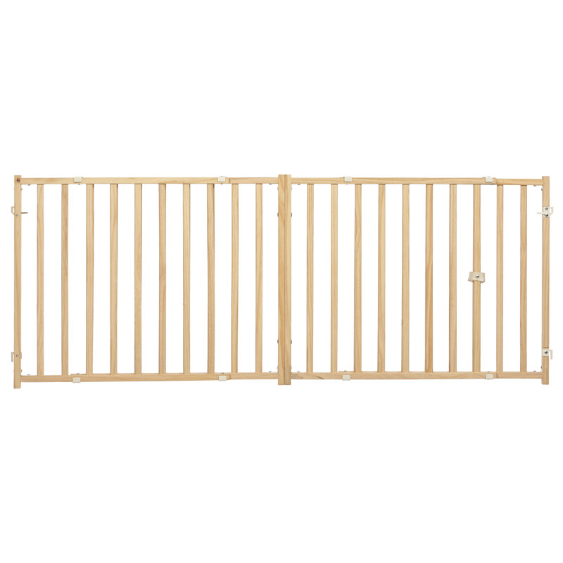 Extra-Wide Natural Wood Retractable Pet Gate