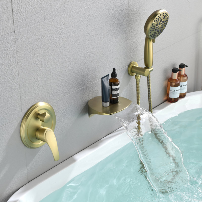 Système de douche à 2 fonctions avec douchette et bec de baignoire, Or brossé