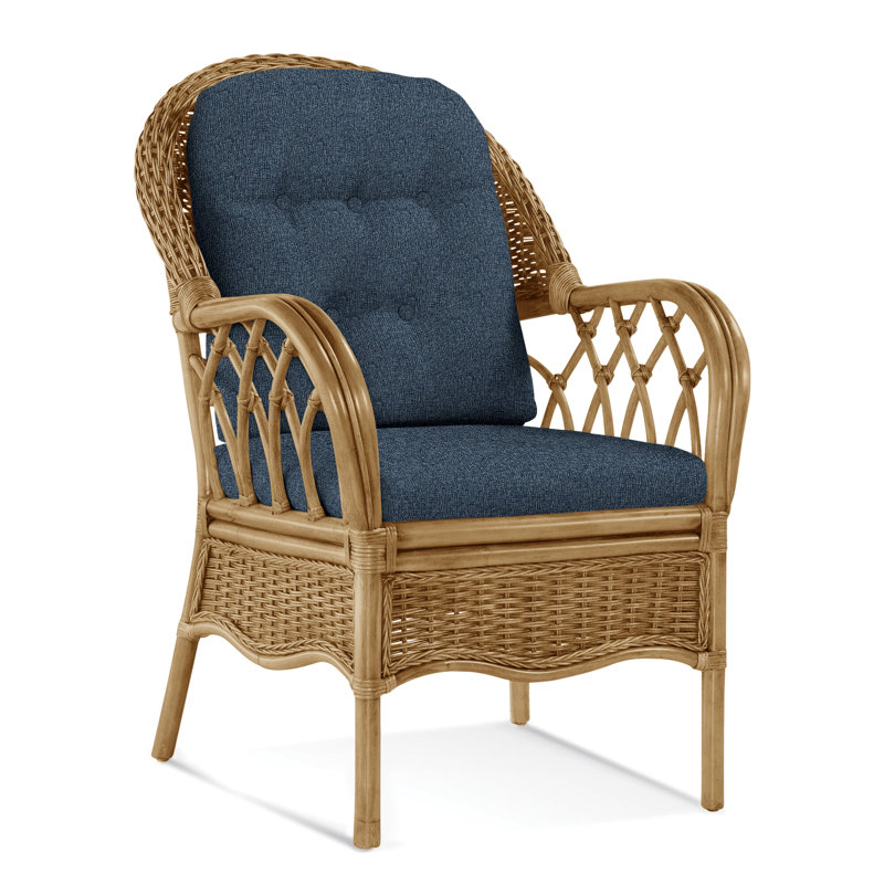 Chaise avec accoudoirs rembourrée Everglade, Miel, Bleu de base; 0317-63