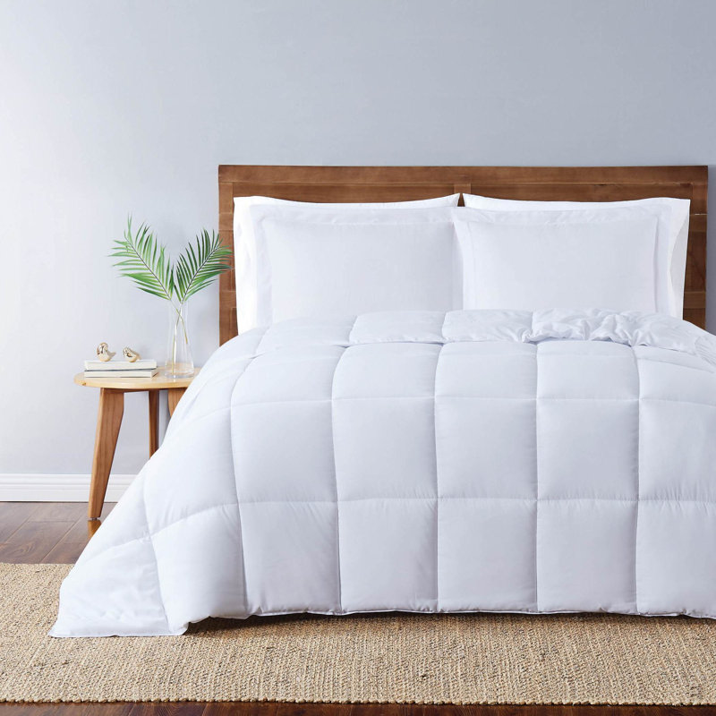 Ensemble d'édredon réversible en microfibre Everyday, Édredon pour lit simple TG + 1 taie décorative, Blanc