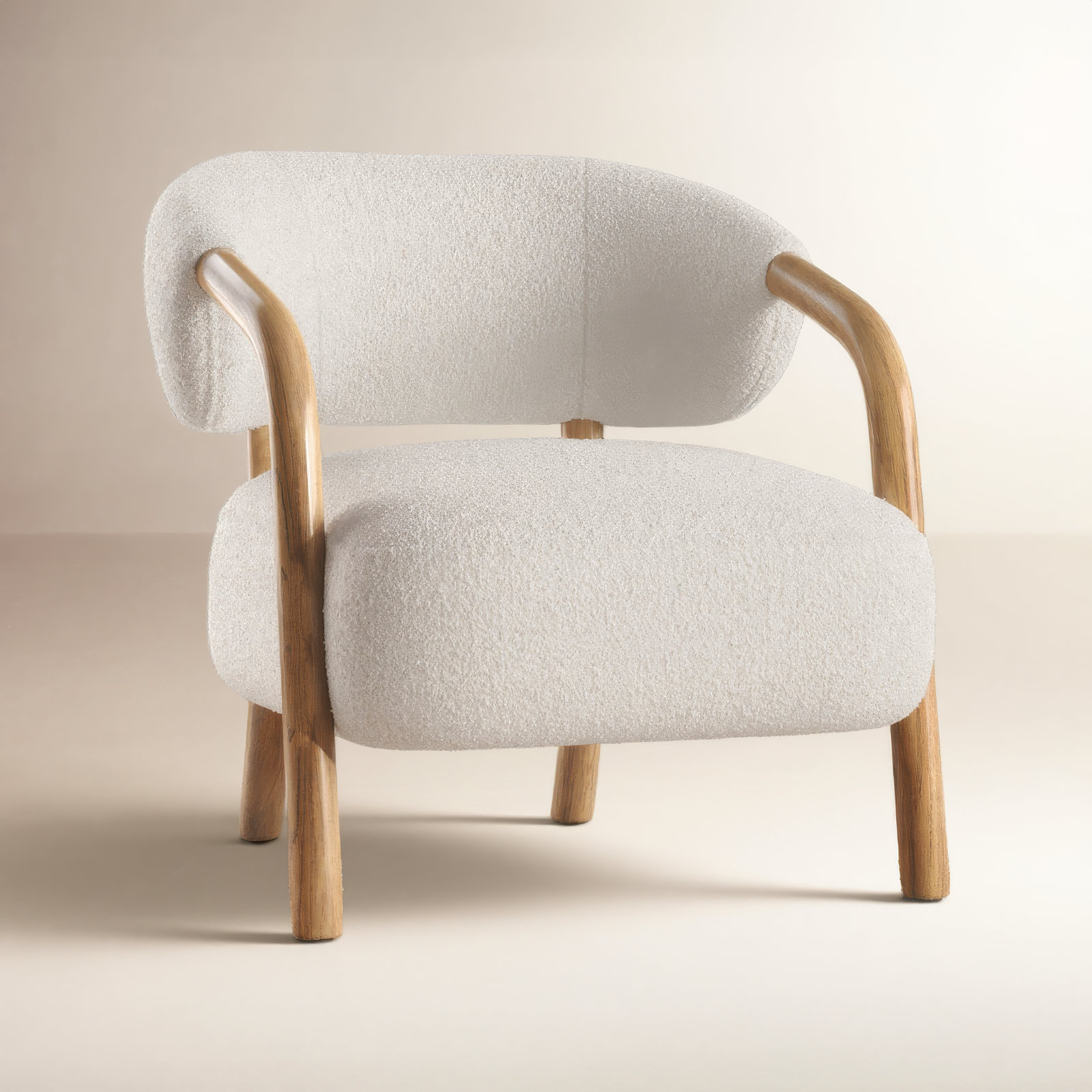 Citrine Oak Armchair, Sheldon Ivory Boucle, Almond Oak