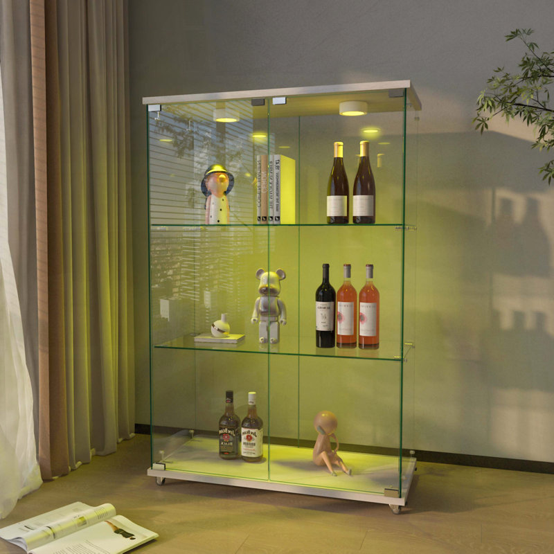 Vitrine en verre blanc avec lumières DEL