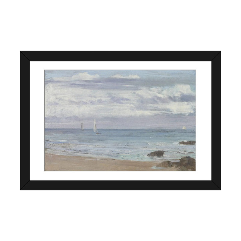 «Blue and Silver Trouville», reproduction d'art murale - papier d'art encadré, 24 po x 32 po, Papier encadré, Noir