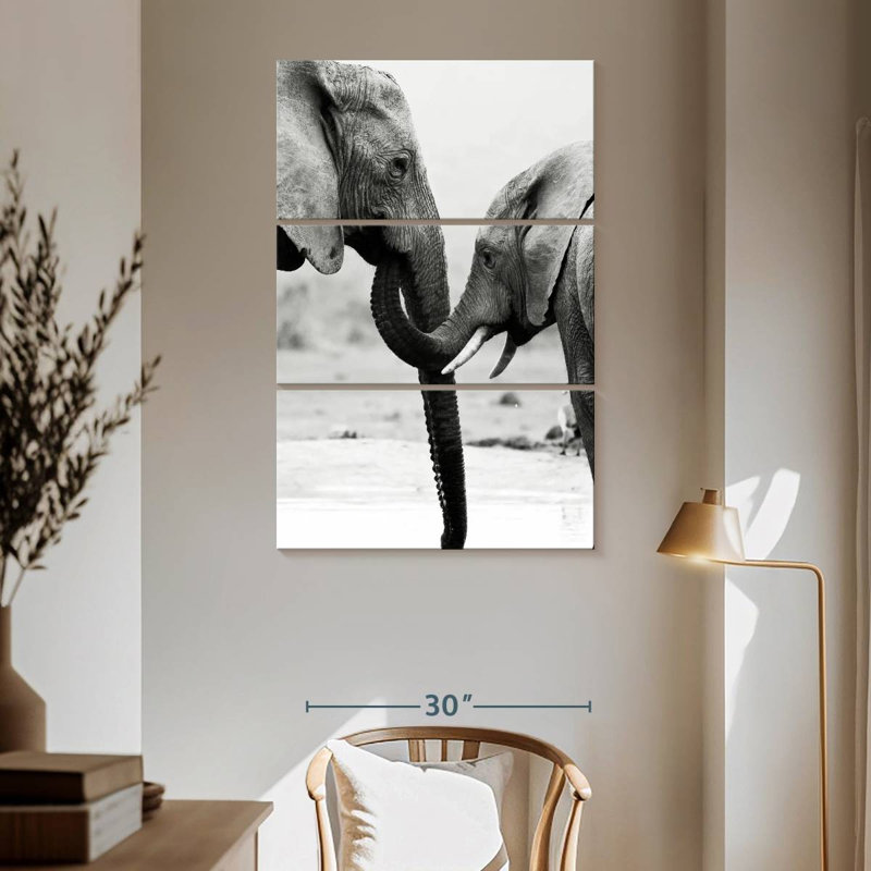 Mère et bébé éléphant Brampt, H 65 po x l 42 po
