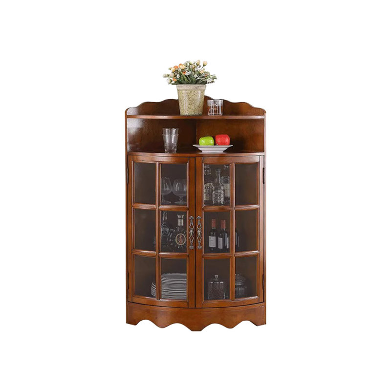 Armoire de coin en bois massif brun