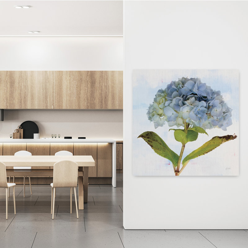 Art contemporain d'hortensia bleu, H 48 po x l 48 po