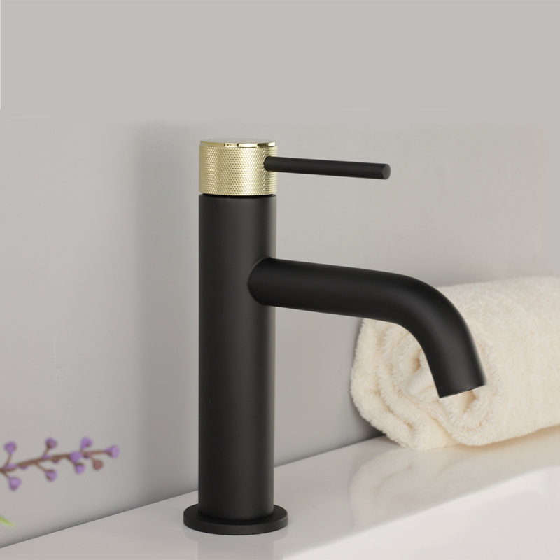 Robinet de salle de bain monotrou Louth, Noir mat / or brossé