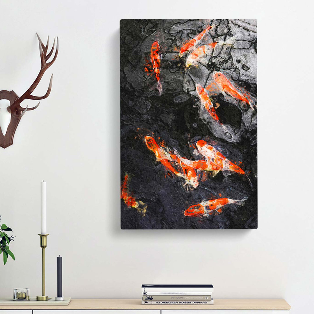 Carp & Koi Fish In Abstract - Wrapped Canvas