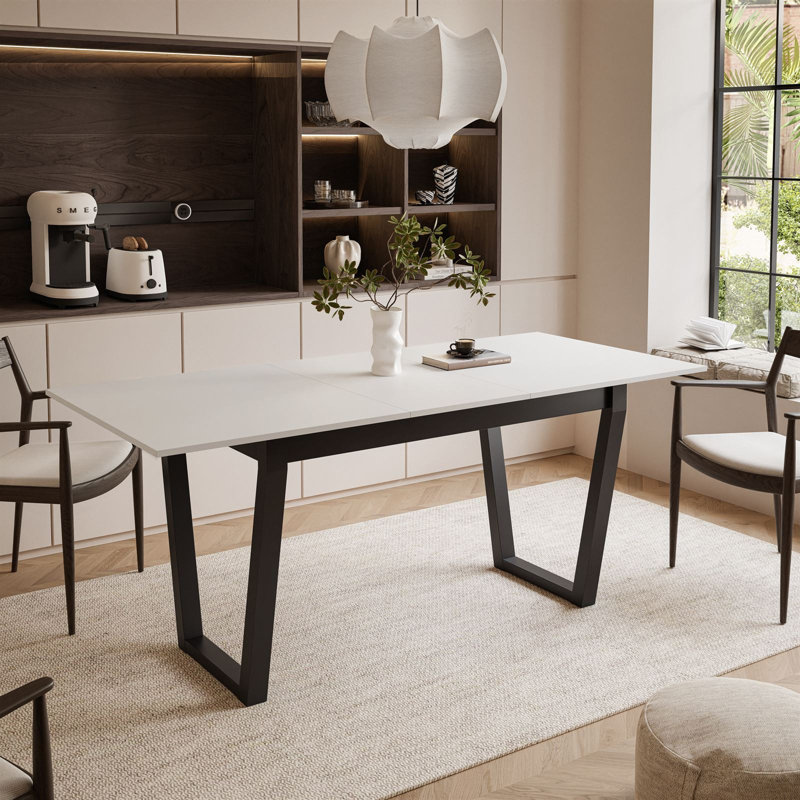 Extendable table ARTON II  140 cm,  "V" legs, White, Black