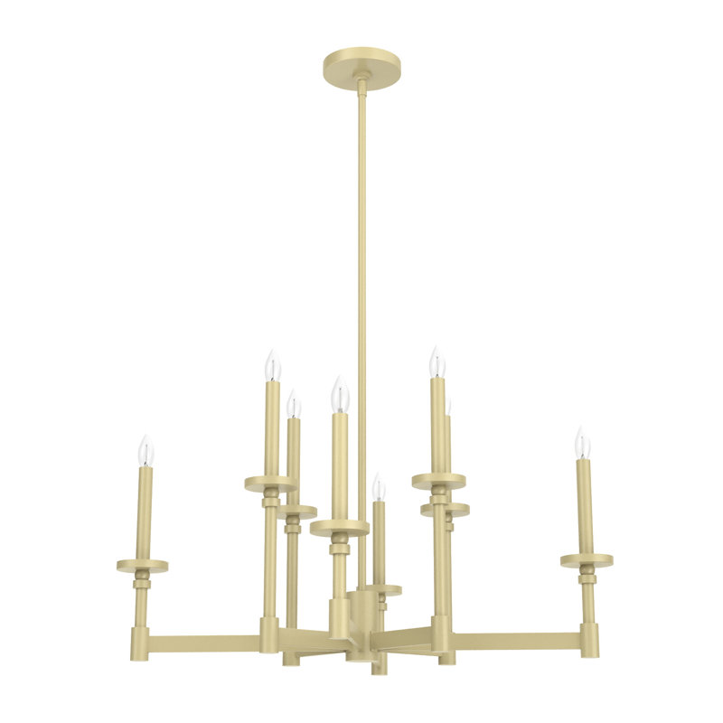 Briargrove 8 - Light Candle Style Classic / Traditional Chandelier, Modern Brass