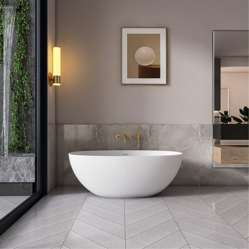 61 Inch Small Size Artificial Stone Solid Surface Freestanding Bathroom Bathtub