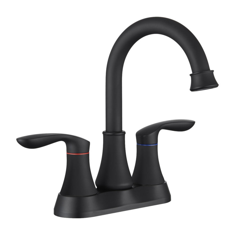 2-handle Bathroom Faucet with Drain Assembly, Matte Black